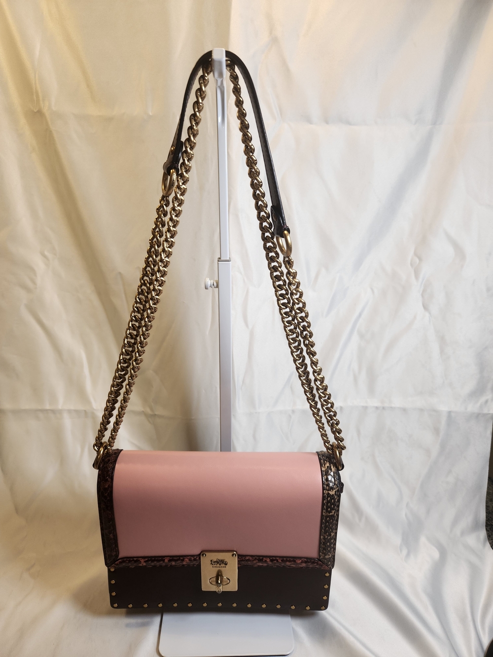 Coach x Jennifer Lopez Hutton Shoulder Bag in Colorblock with Genuine Snakeskin - Picture 3 of 11